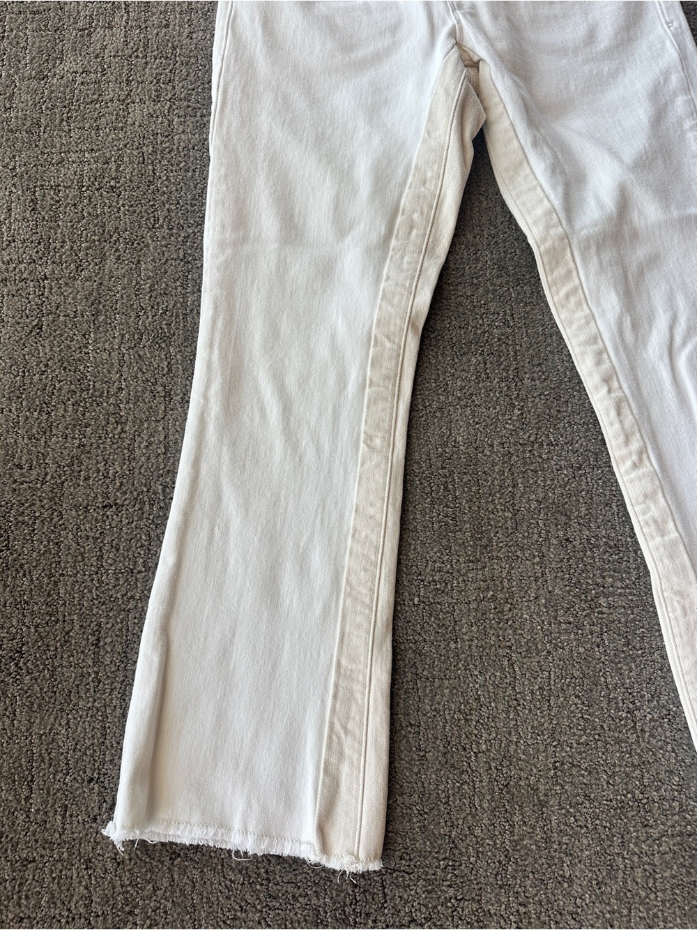 FRAME Le Mini Boot White Crop Raw Hem Denim Jeans Minimalist - Size 27 - Picture 2 of 11